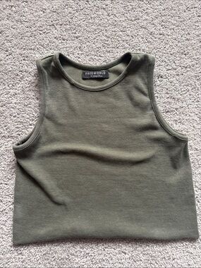 Freeworld Olive Ribbed Crop Tank Top